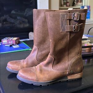 Sorel Brown Leather Major Pull On Boots